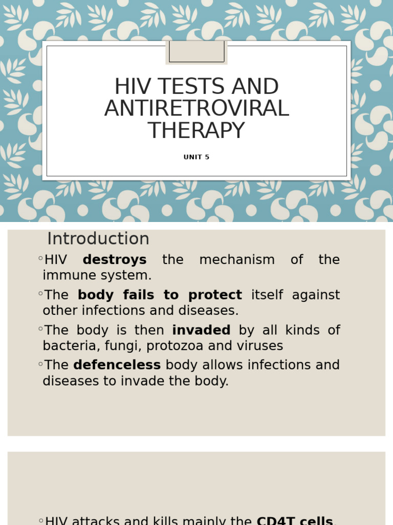 Presentation5 Antiretroviral Theraphy | PDF | Management Of Hiv/Aids ...