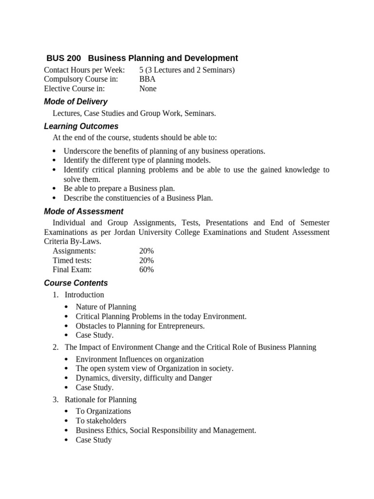 Business Planning and Development Course | PDF | Economies | Business