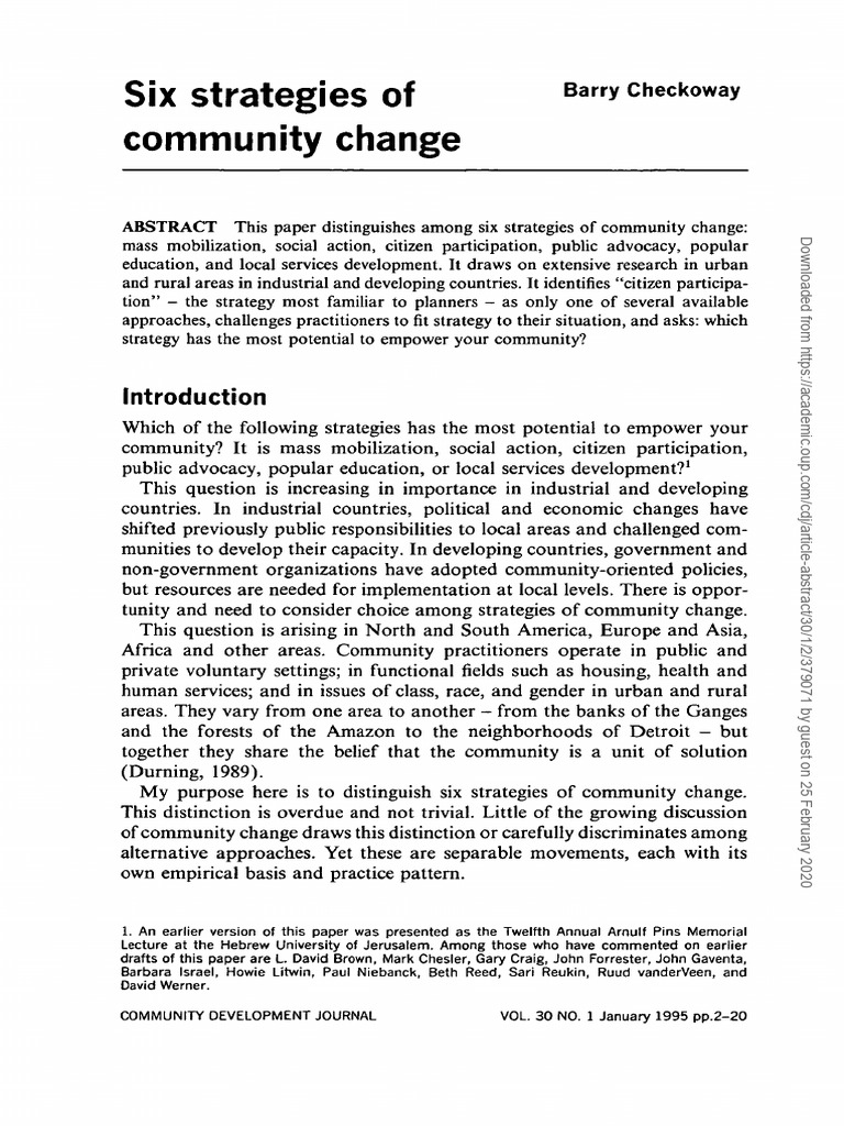 Six Strategies for Community Change | PDF | Community | Empowerment