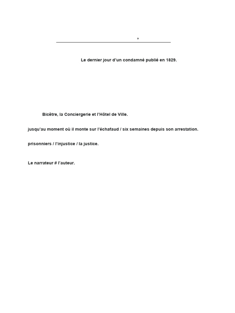 Analyse du Dernier jour d’un condamné | PDF