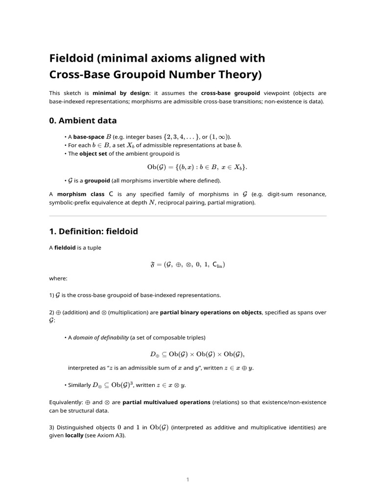 Fieldoid: Axioms of Cross-Base Groupoids | PDF | Field (Mathematics ...