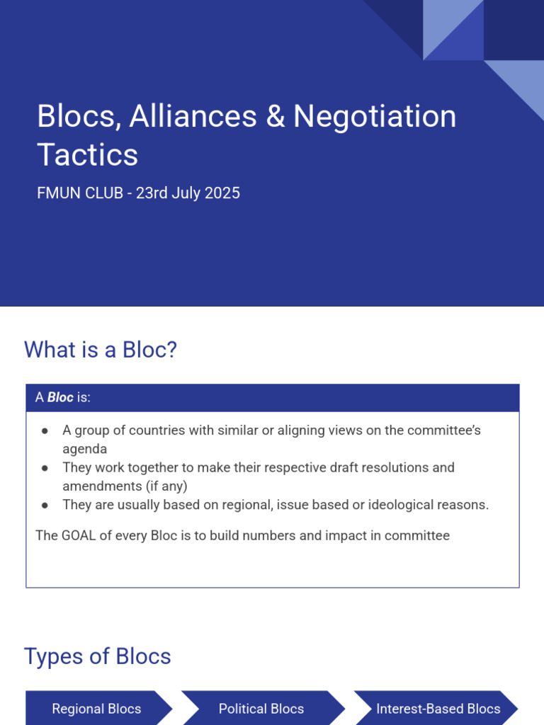 Blocs, Alliances & Negotiation Tactics | PDF | Negotiation ...