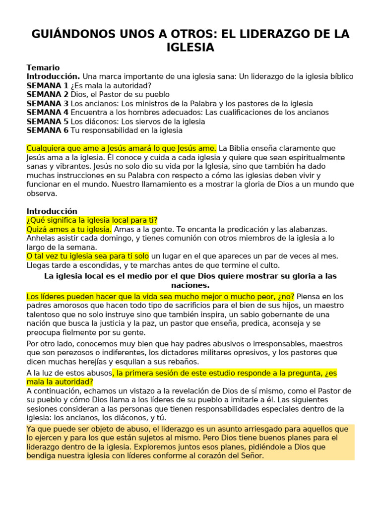 Liderazgo Bíblico en la Iglesia Local | PDF | Iglesia cristiana ...