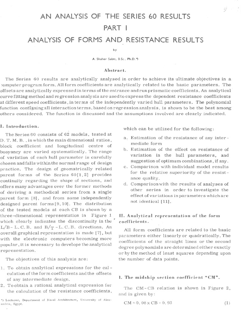 An Analysis of The Series 60 Results Part 1 - Analysis of Forms and ...