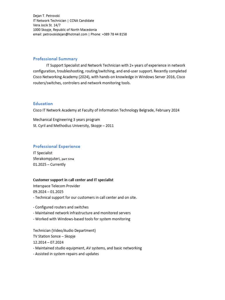 CV | PDF | Computer Network | Cisco Certifications