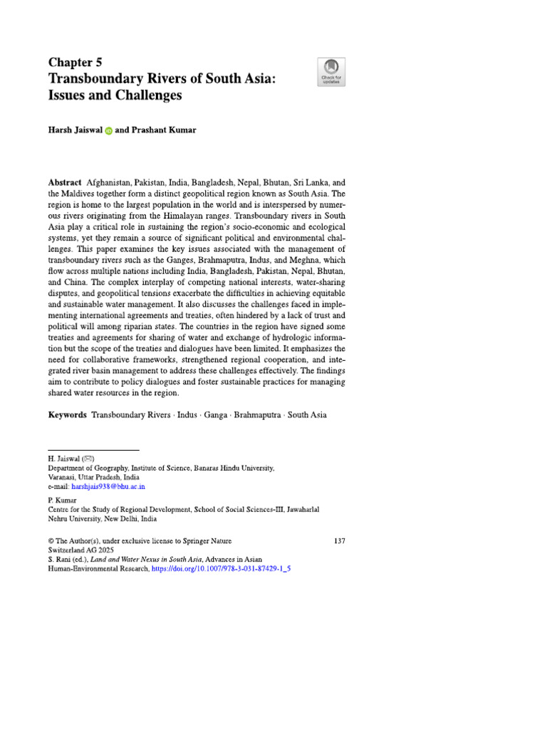Transboundary Rivers of South Asia | PDF