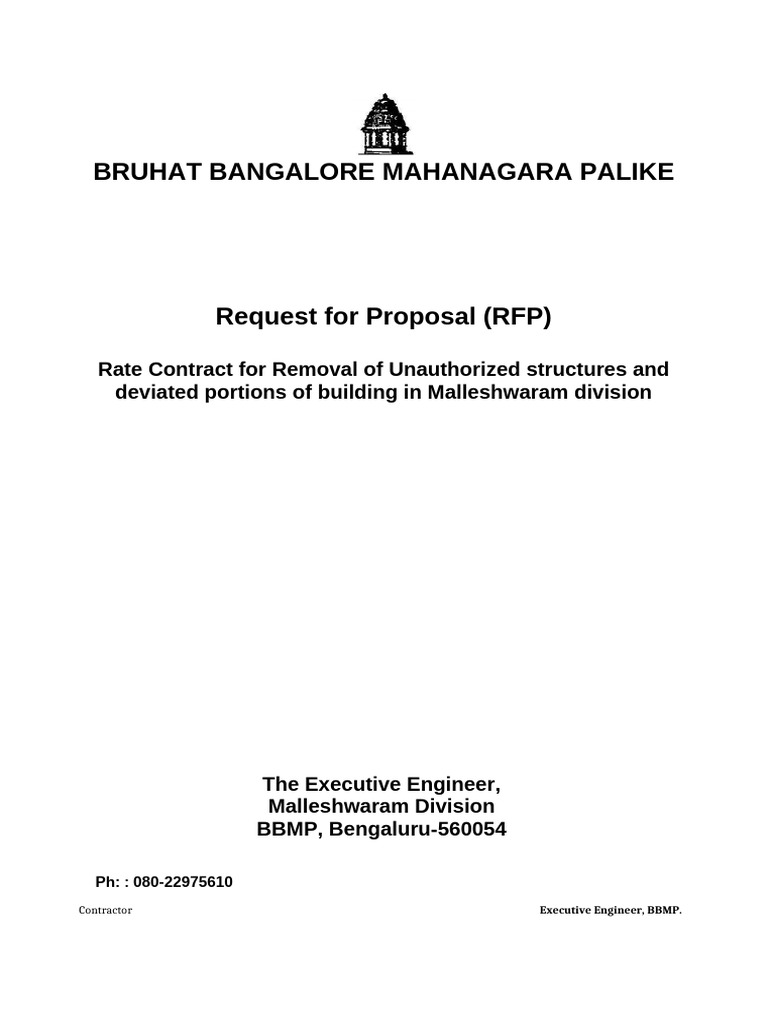 MLM BBMP RFP Demolition (2) Final | PDF | Request For Proposal | Business