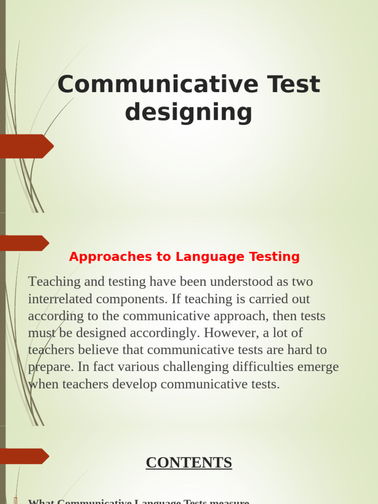 Designing Effective Communicative Tests | PDF | Educational Assessment ...