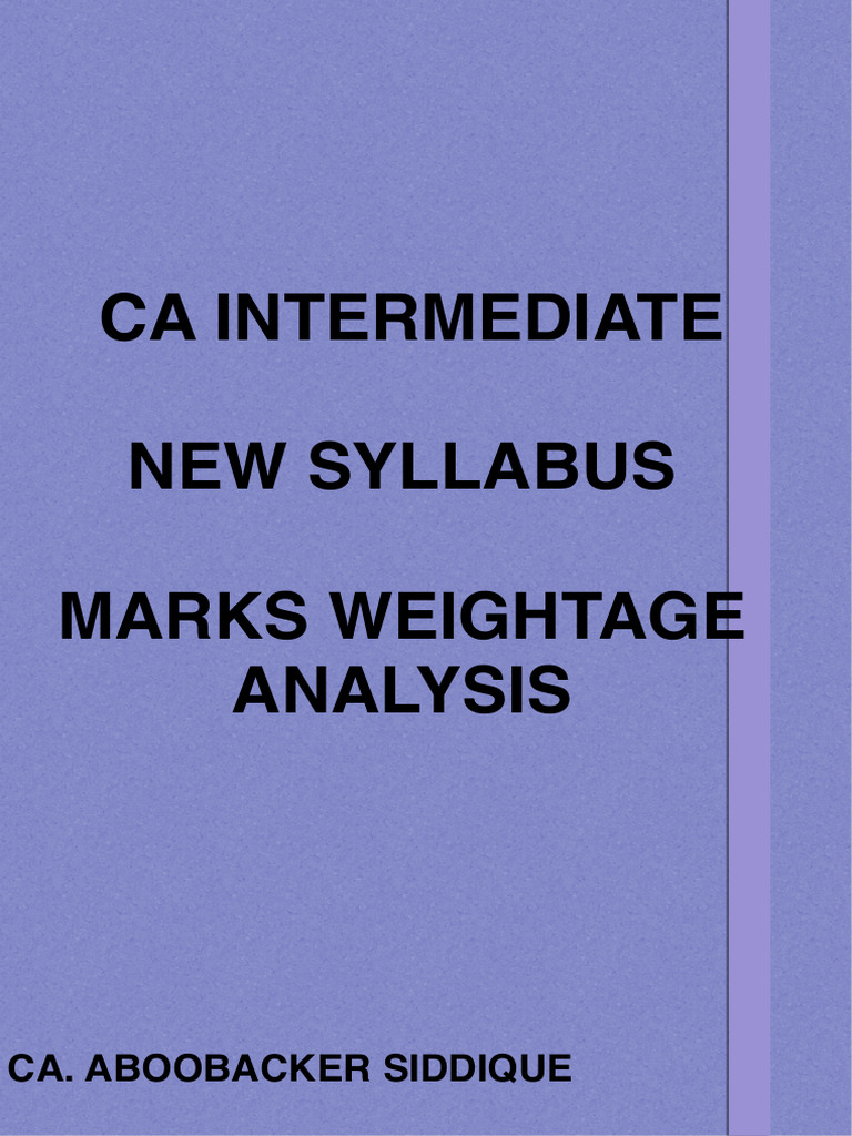 CA Inter Marks Weightage | PDF