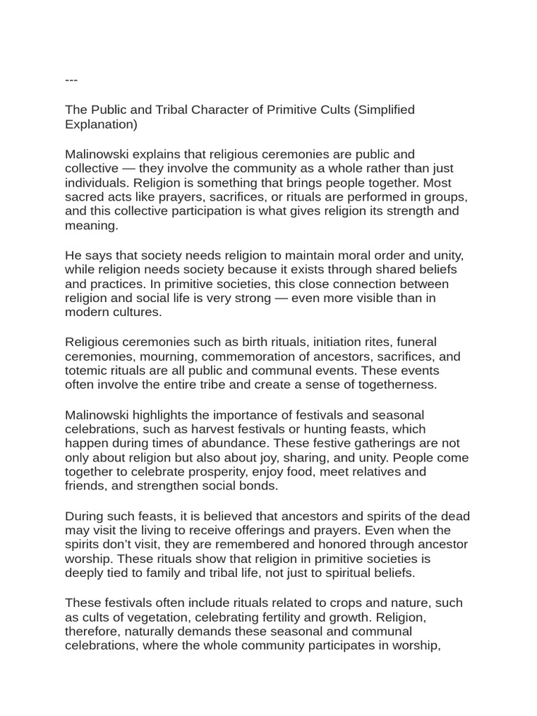 Primitive Religion: Community and Rituals | PDF | Rituals | Festival