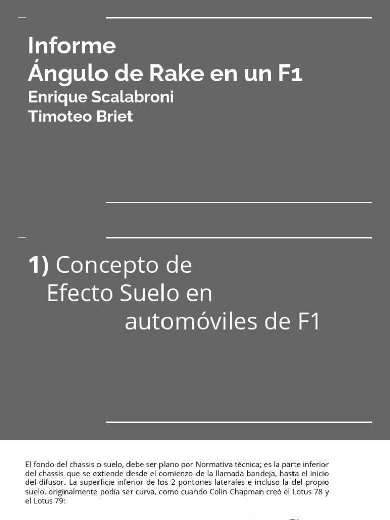 Efecto Suelo y Rake en F1 | PDF | Formula Uno | Coche