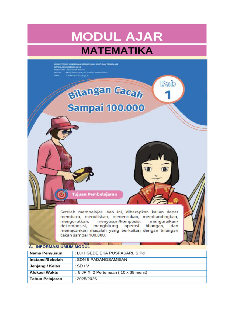 Modul Ajar Matematika Kelas V SD | PDF