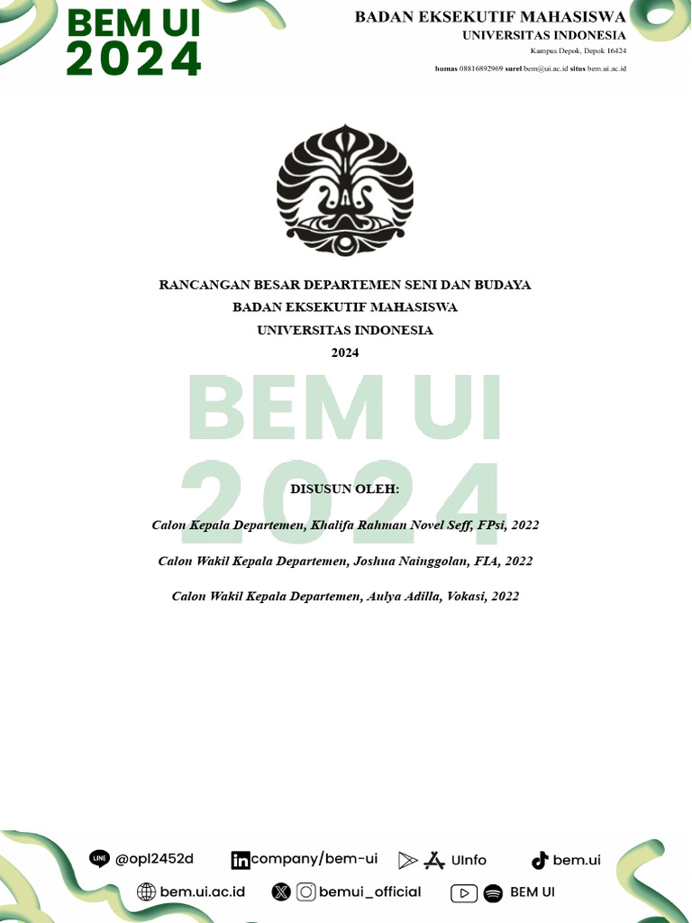 Rencana Strategis Seni dan Budaya BEM UI 2024 | PDF