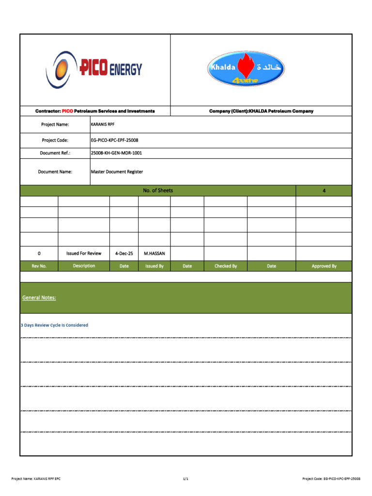 Master Document Register for KARANIS RPF | PDF | Manufactured Goods ...