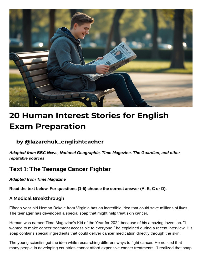 Inspiring Human Interest Stories for Exams | PDF | Mental Health ...