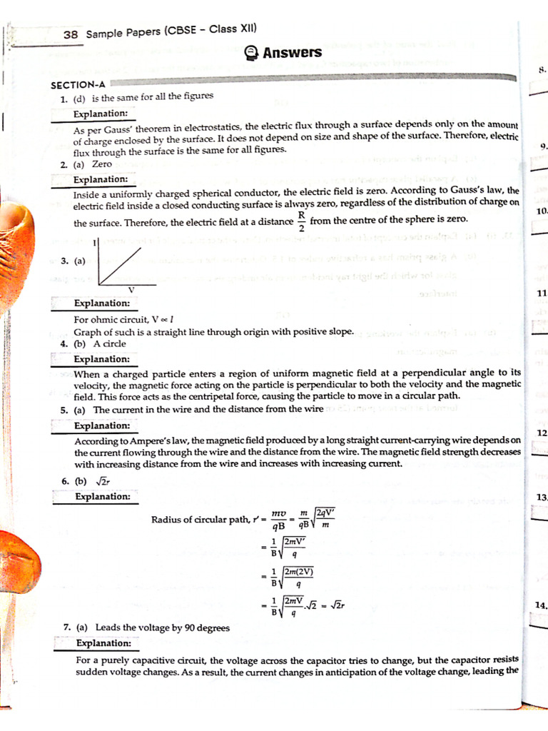 Class 12 Phy Sample Paper 1 Keys G | PDF