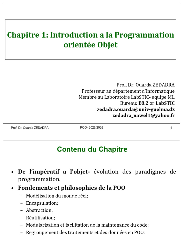 Introduction à la Programmation Orientée Objet | PDF | Langage de ...