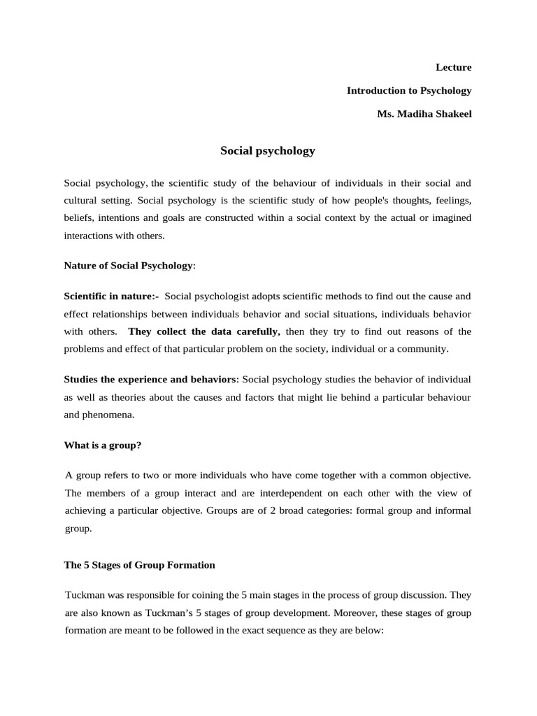 Overview of Social Psychology Concepts | PDF | Social Psychology ...