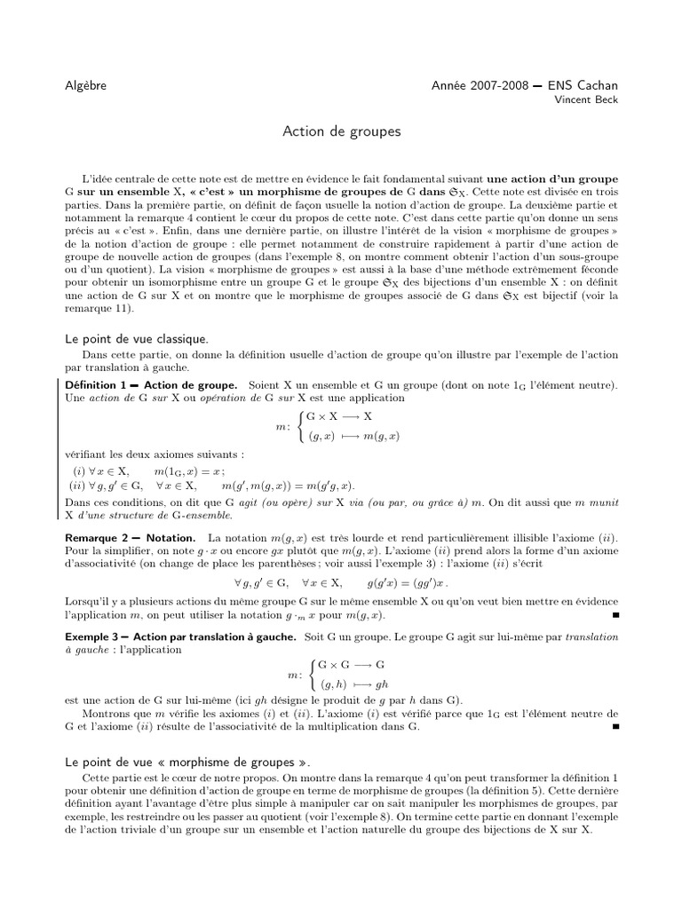 Actions de groupes et morphismes en algèbre PDF Groupe — free download