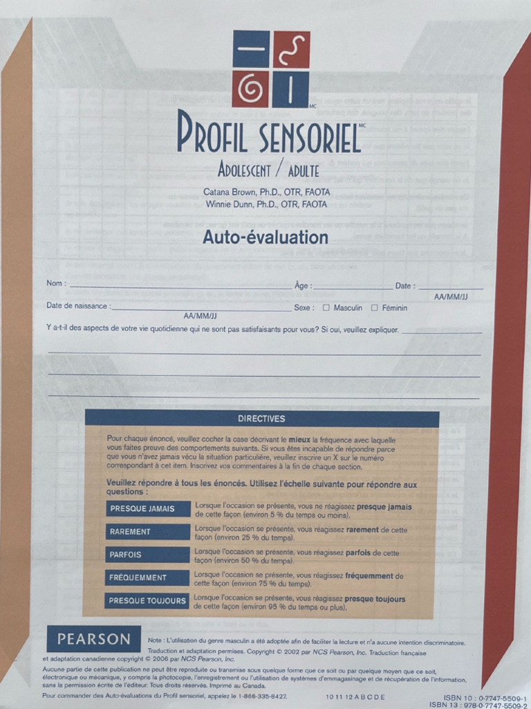 Profil Sensoriel Ado-Adulte | PDF