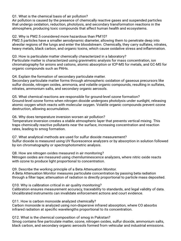 Study Questions | PDF | Particulates | Air Pollution