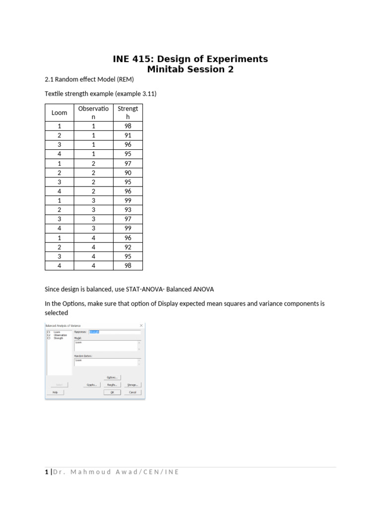 ANOVA in Design of Experiments | PDF | Analysis Of Variance | Errors ...