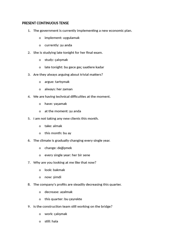 Present Continuous and Future Tenses Guide | PDF