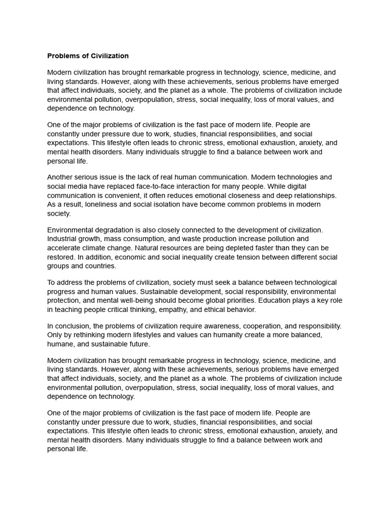 Problems of Civilization | PDF | Sustainability | Sustainable Development