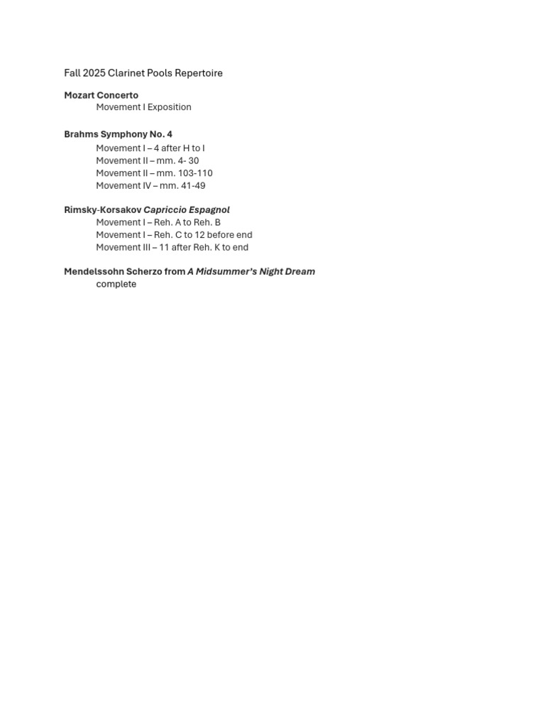 Clarinet Fall 25 Pools Packet | PDF