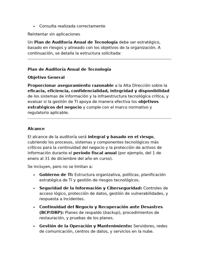 Plan de Auditoría Anual de Tecnología | PDF | Auditoría | Itil