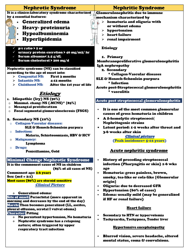 Nephrotic and Nephritic Syndromes Explained | PDF | Medical Specialties ...