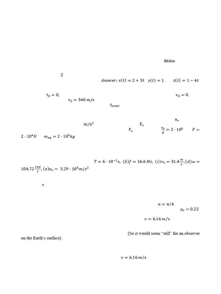 Mechanics Exercises for Medical Physics | PDF | Force | Acceleration