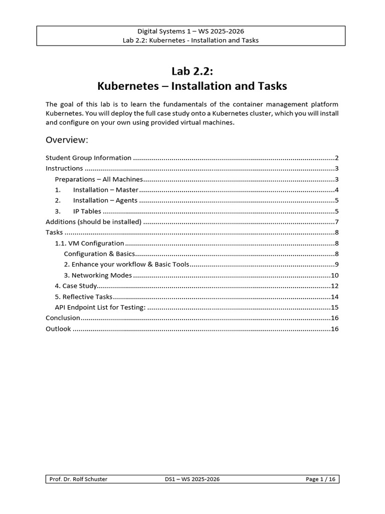 Kubernetes Installation and Tasks Lab Guide | PDF | Computing | Software