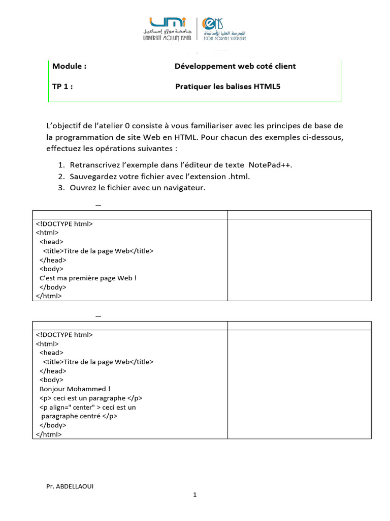 Atelier HTML : Initiation à la programmation | PDF | Internet ...
