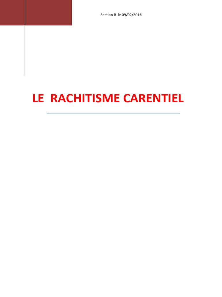 Rachitisme carentiel : causes et symptômes | PDF | Vitamine D