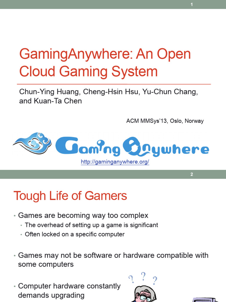 Open Cloud Gaming System Overview | PDF | Server (Computing) | Data ...