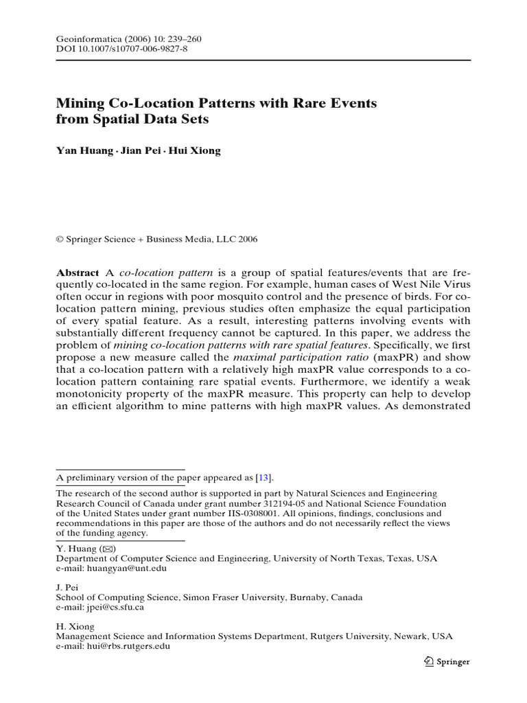 Mining Rare Co-Location Patterns in Spatial Data | PDF