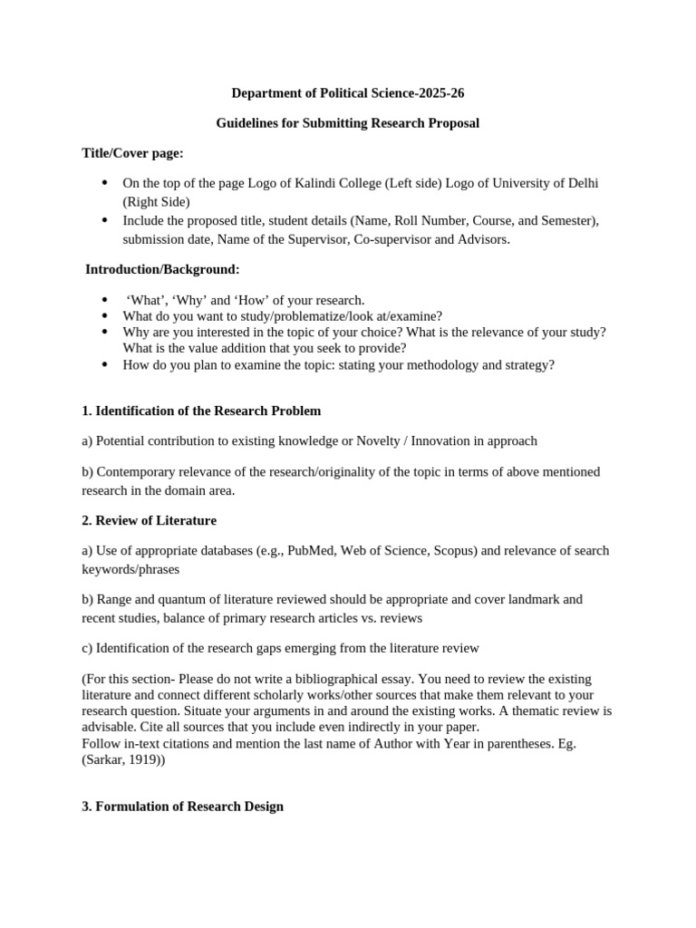 Research Proposal Guidelines 2025-26 | PDF | Hypothesis | Methodology