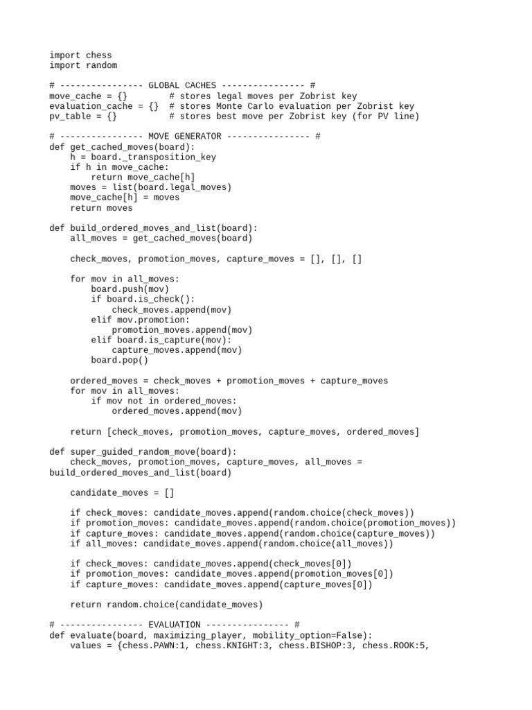 Chess Move Generator and Evaluator | PDF | Chess Theory | Traditional Games