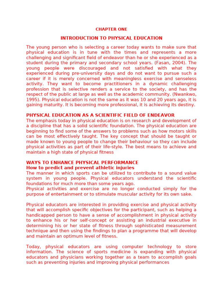 Evolution of Physical Education Today | PDF | Swimming | Physical Education