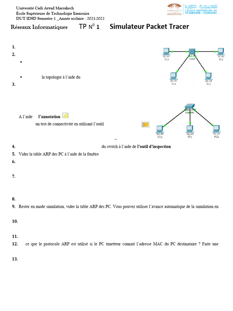 TP 1 - Packet Tracer 2021 | PDF | Réseau informatique | Protocoles réseau