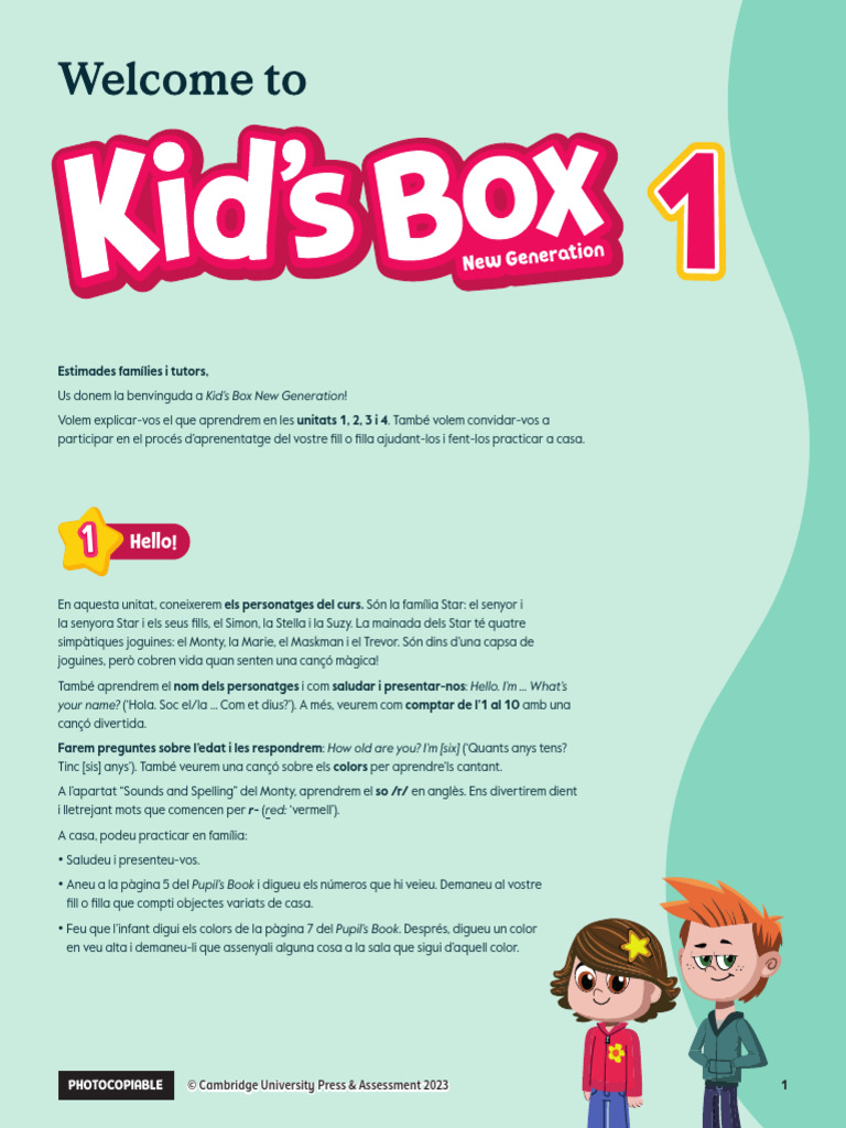 KBNGESS - Kids - Box - Level 1 - Letter To Parents U1-4 - Cat | PDF