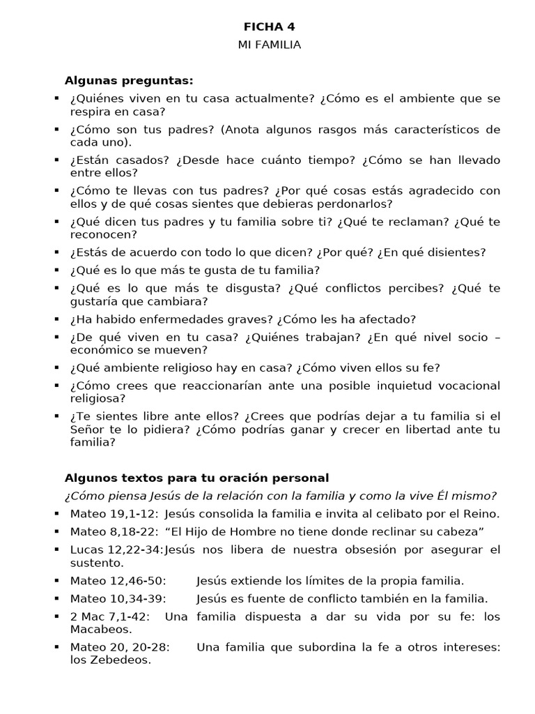 Reflexiones sobre la familia y fe | PDF