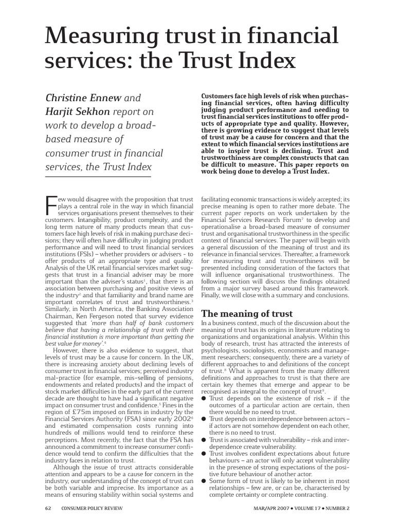 Measuring Trust in Financial Services | PDF | Risk | Insurance