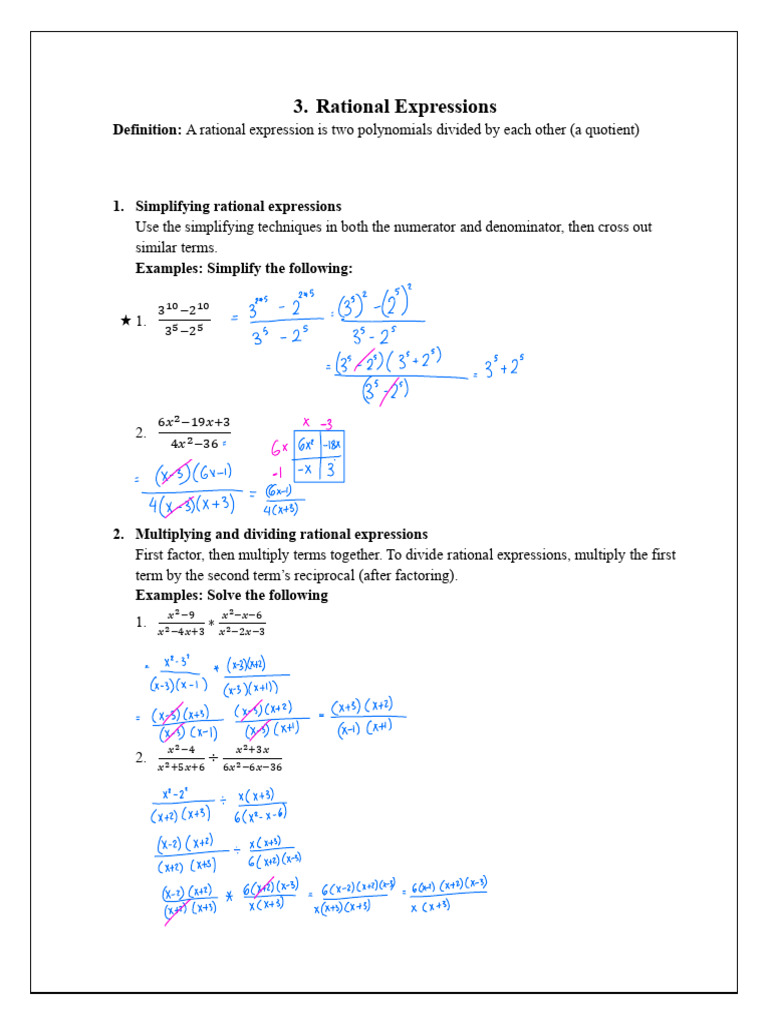 Simplifying Rational Expressions Guide | PDF | Rational Number ...