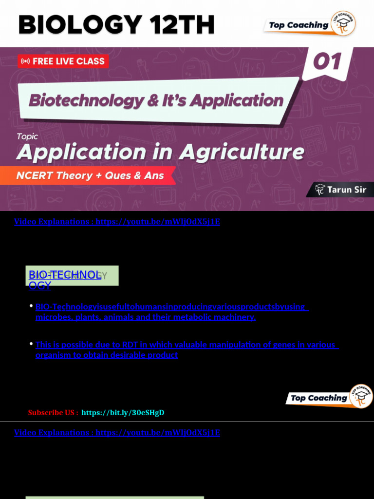 Biotechnology in Agriculture Explained | PDF | Genetically Modified ...