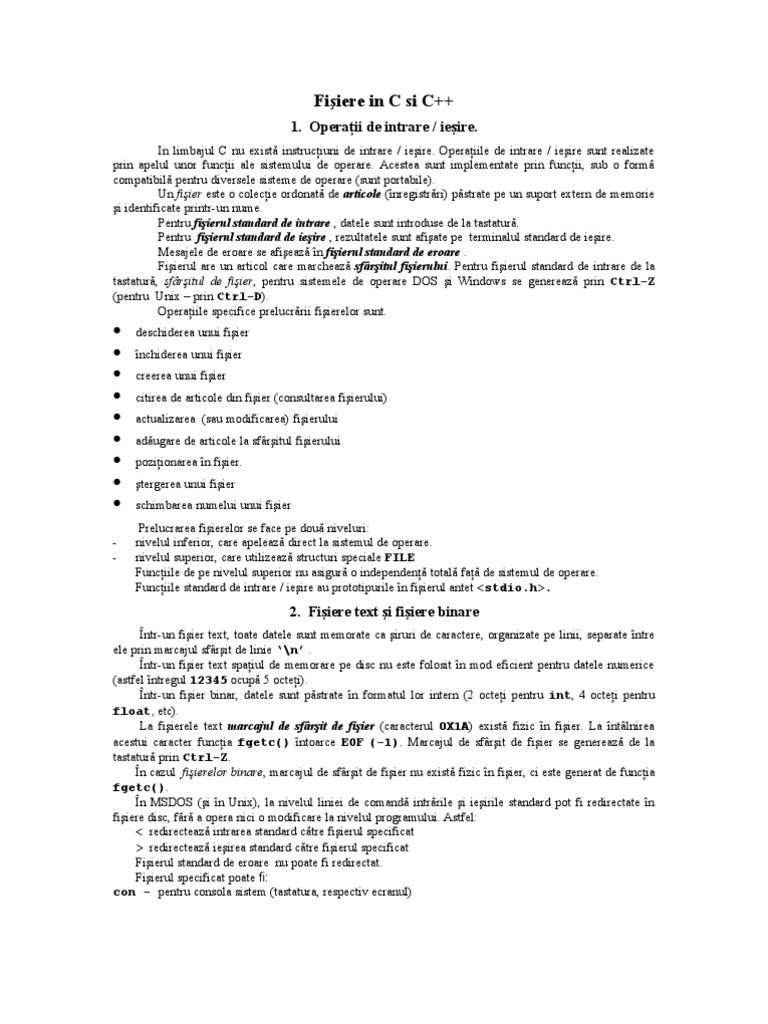Fisiere in C Si C++ | PDF