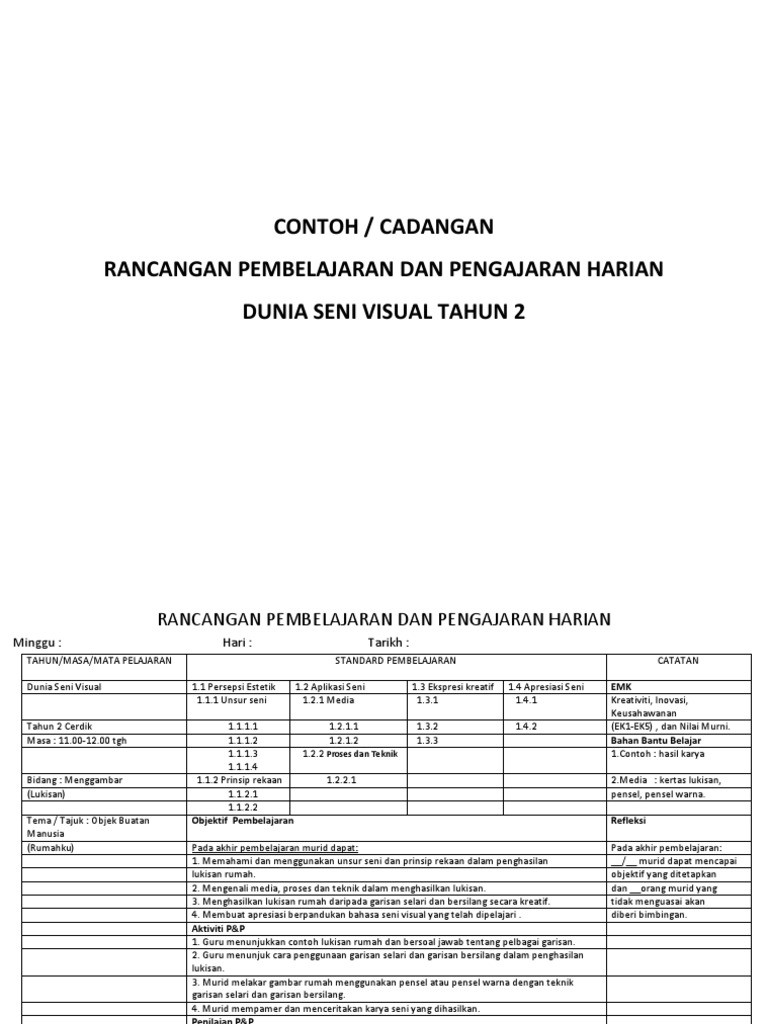Contoh RPH DSV THP 1 | PDF