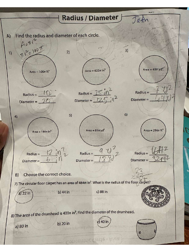 Circles Homework | PDF