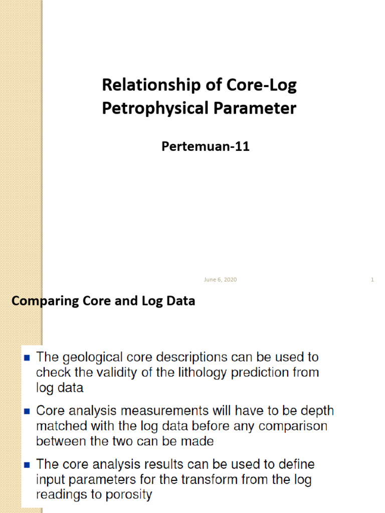 Core-Log Relationship in Petrophysics | PDF | Porosity